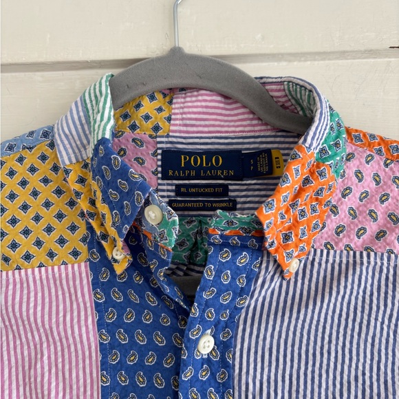 Polo Ralph Lauren Men's Patchwork Seersucker Long Sleeve Button Shirt Size S - Picture 3 of 11